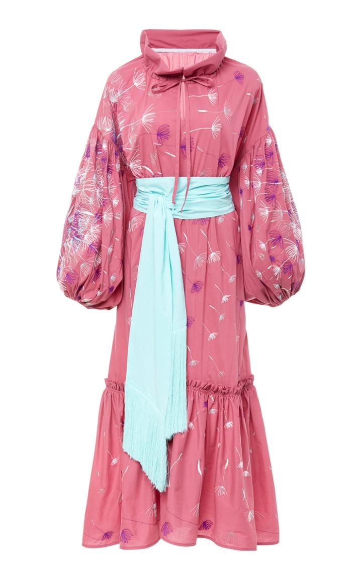 Yuliya Magdych Dandelion Embroidered Cotton Midi Dress