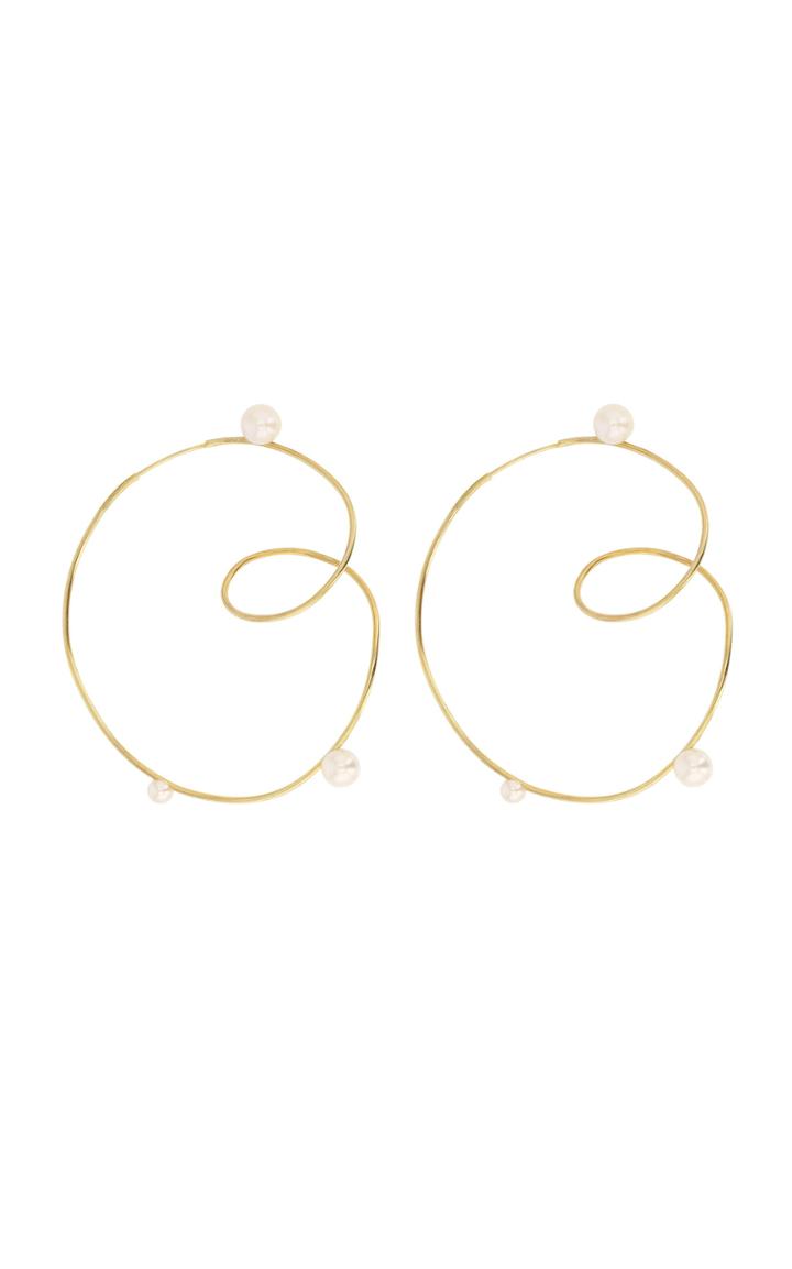 Sarah & Sebastian Buoy Gold Vermeil And Pearl Hoop Earrings