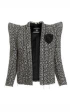 Moda Operandi Balmain Patch Monogram Tweed Blazer