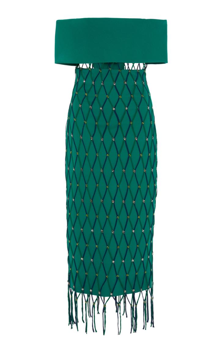 Cushnie Off-the-shoulder Embellished Crepe Midi Dress