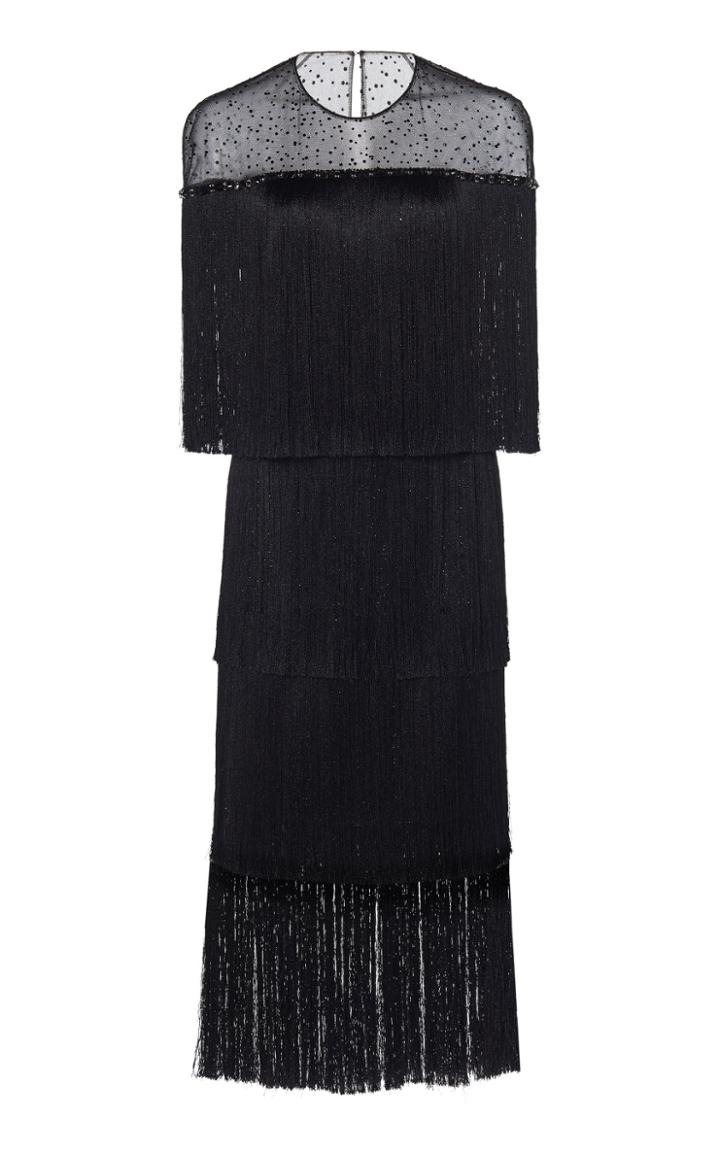 Moda Operandi Jenny Packham Tiered Fringe Chiffon Dress Size: 8