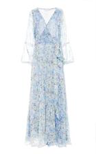 Moda Operandi Eywasouls Malibu Lara Long Sleeve Printed Chiffon Dress Size: Xs/s
