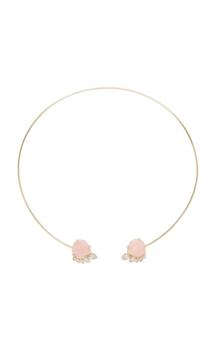 Kathryn Elyse Fringe 14k Yellow Gold Opal And Diamond Cuff Necklace