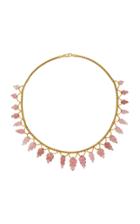Nina Runsdorf M'o Exclusive One-of-a-kind Carved Pink Tourmaline Leaf Necklace