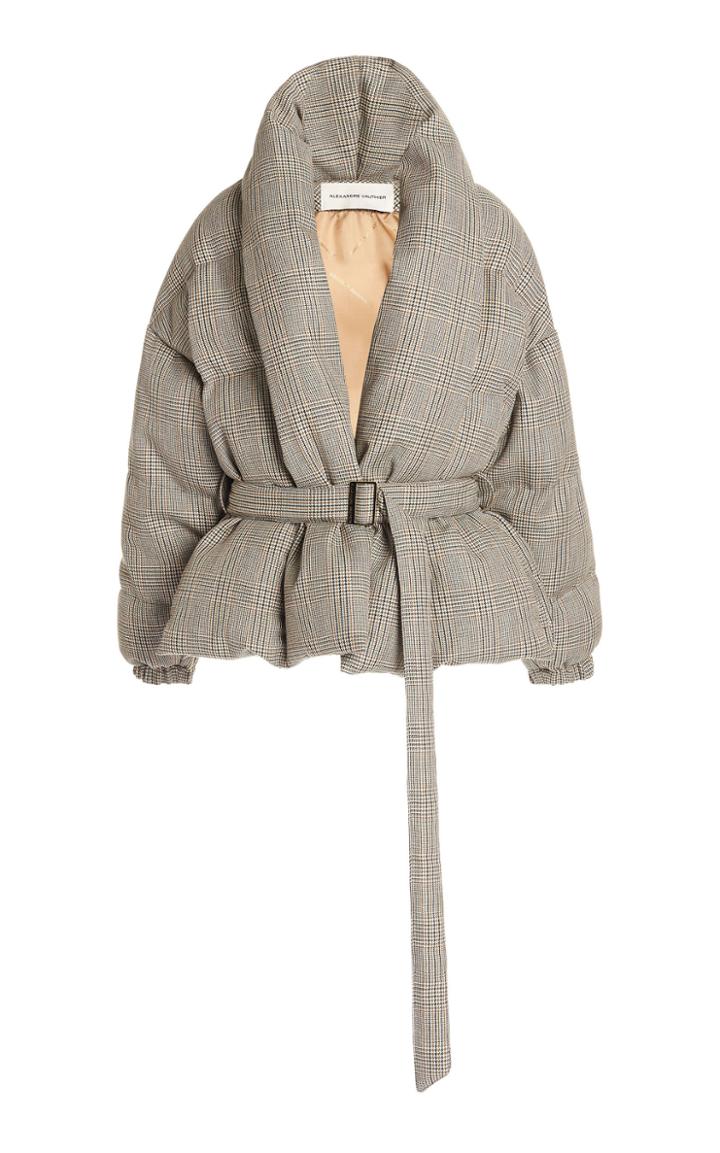 Moda Operandi Alexandre Vauthier Belted Plaid Puffer Coat