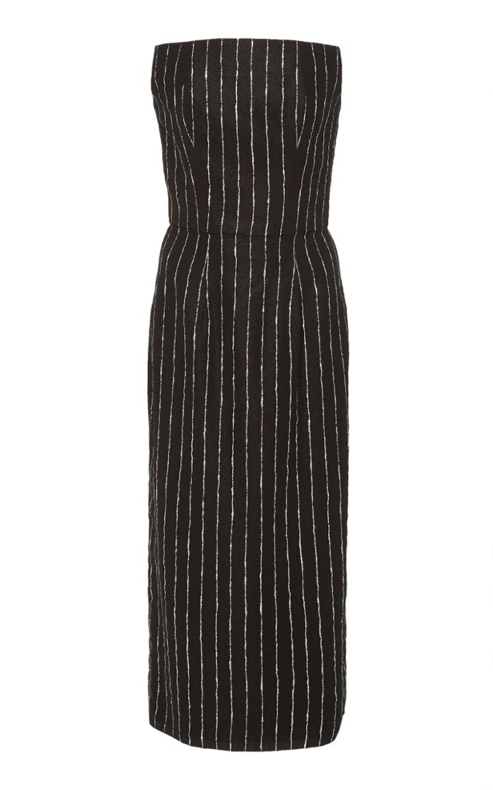Christian Siriano Metallic Pinstripe Strapless Dress