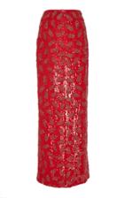 Brandon Maxwell Pineapple Embroidery Midi Skirt