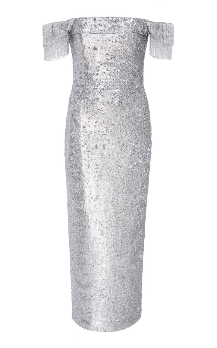 Pamella Roland Off-the-shoulder Sequin Dress