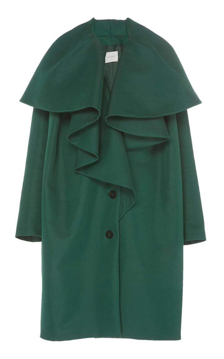 Delpozo Ruffled Cotton-blend Satin Coat