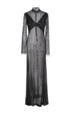 Prabal Gurung Crystal Mesh Long Sleeve Gown