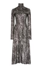Paco Rabanne Long Sleeved Printed Midi Dress