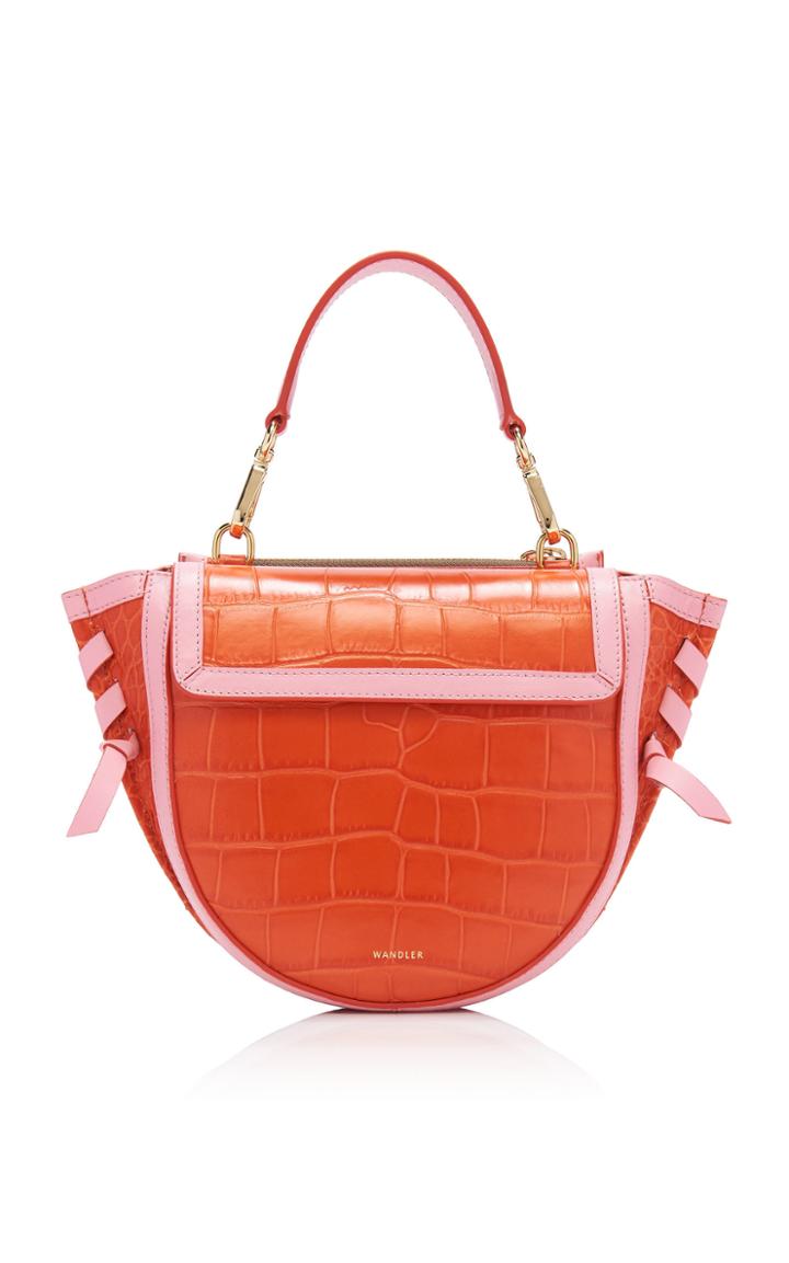 Wandler Hortensia Mini Two-tone Croc-effect Leather Bag