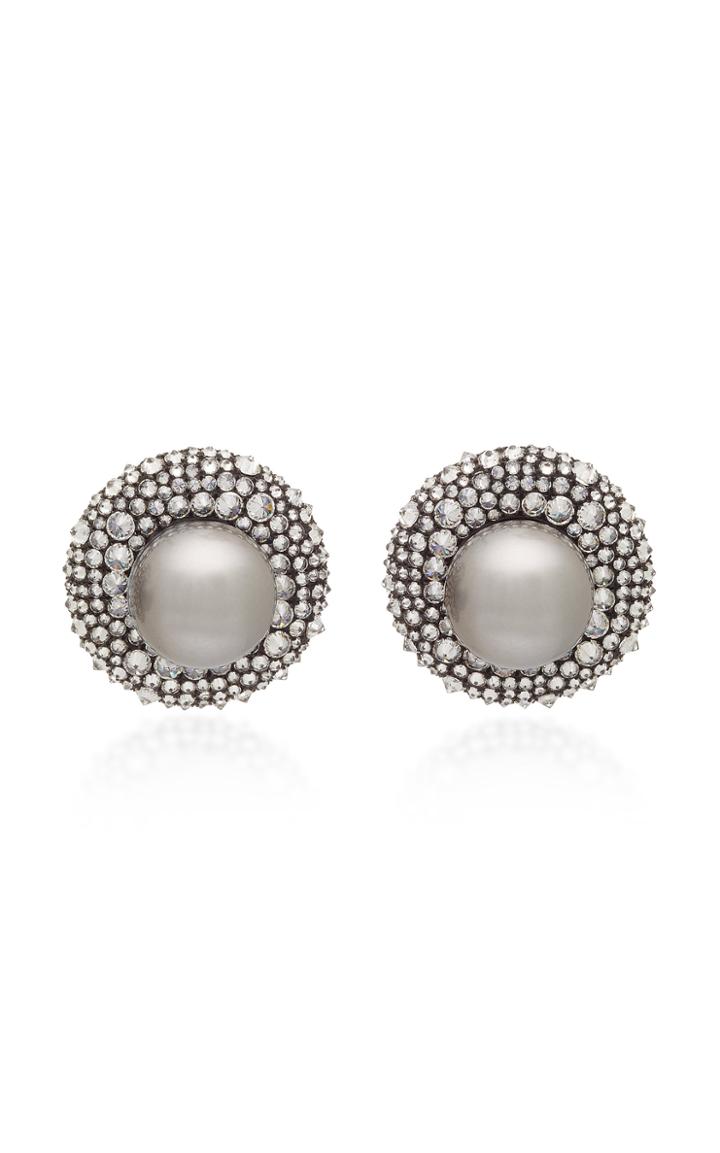 Lauren X Khoo Rhodium-plated 18k White Gold, Pearl And Diamond Earring