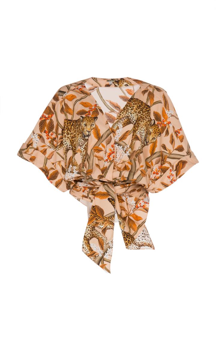 Johanna Ortiz Young And Wild Printed Cotton Wrap Shirt