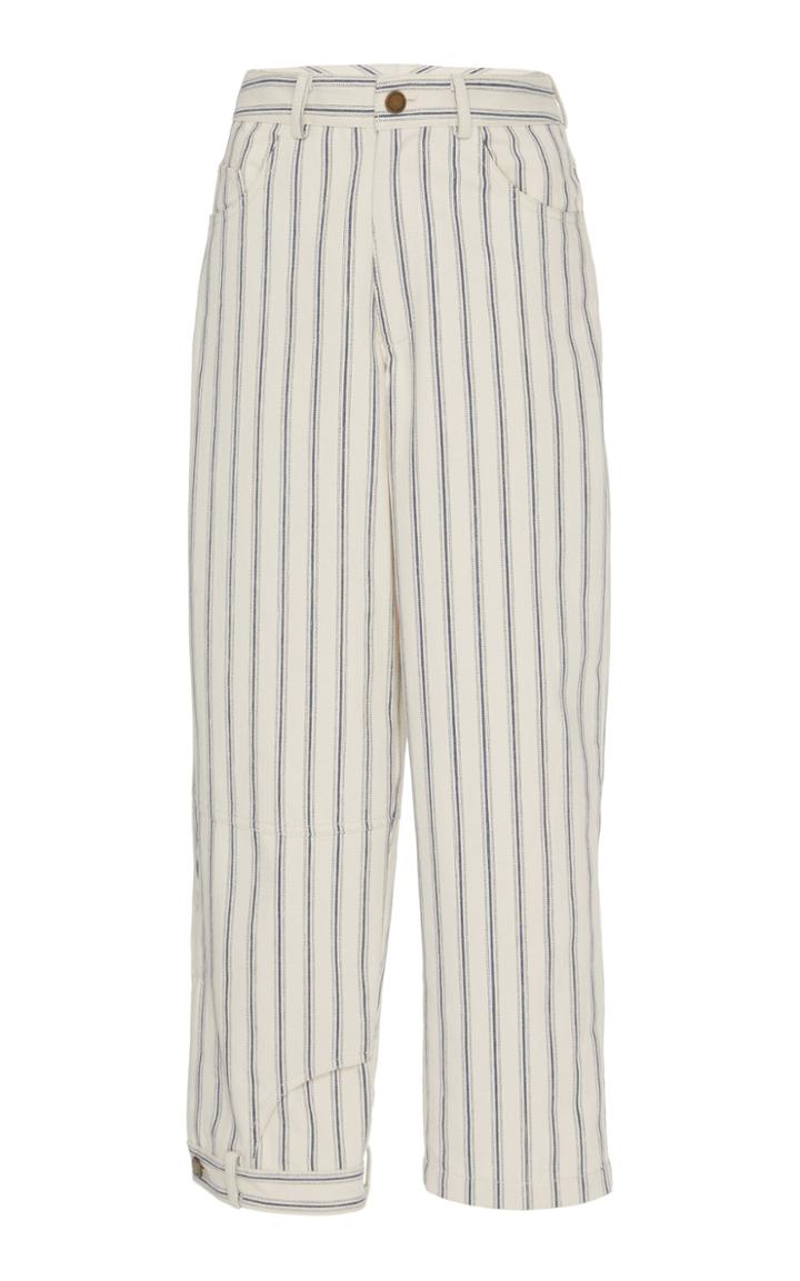 Moda Operandi Monse Asymmetric Pinstripe Cotton Jeans Size: 0