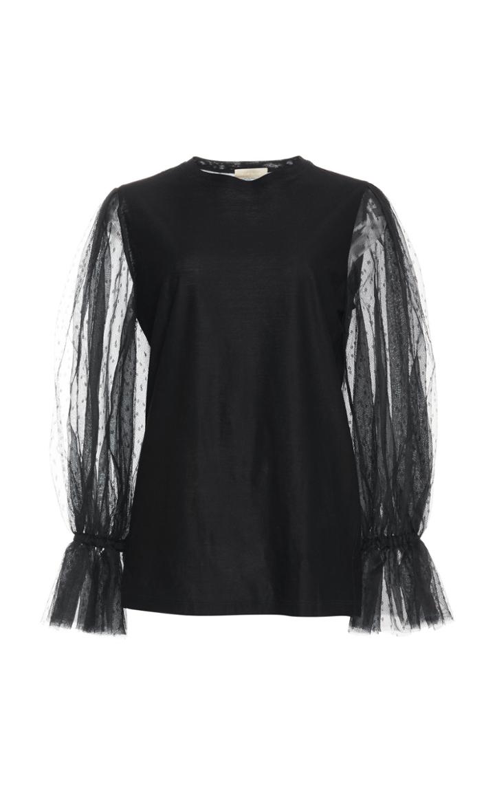 Elie Saab Tulle Sleeve Top