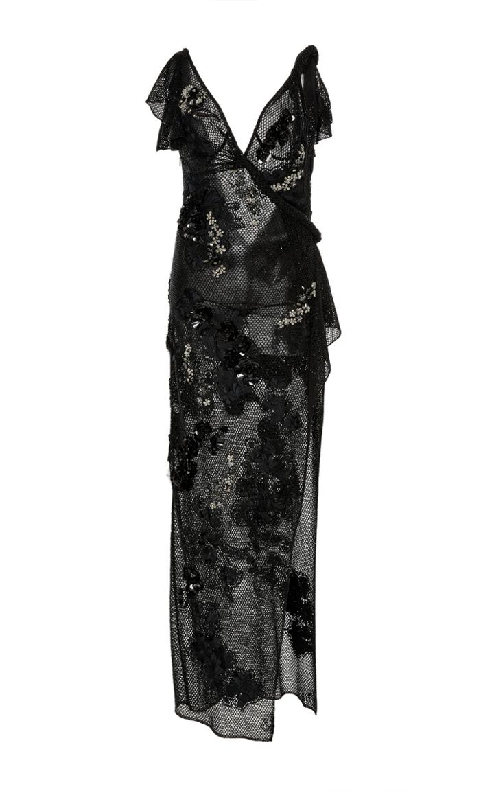 Versace Embellished Tulle Draped Dress