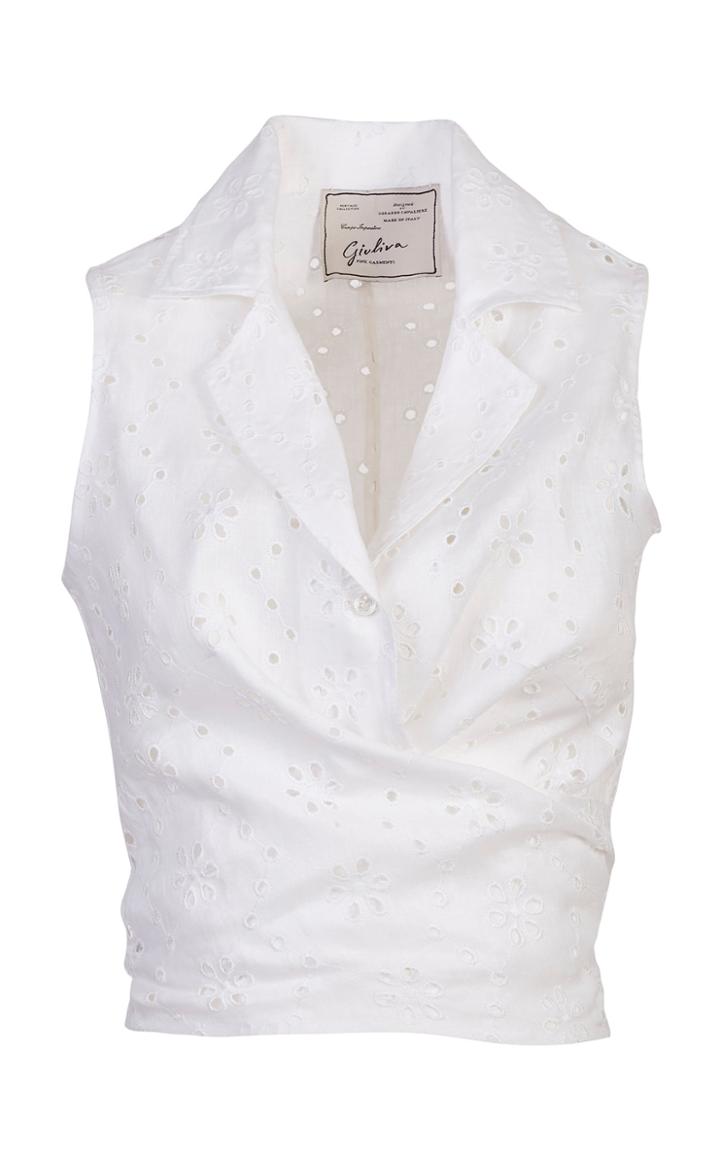 Giuliva Heritage Collection Eyelet Lace Cropped Shirt