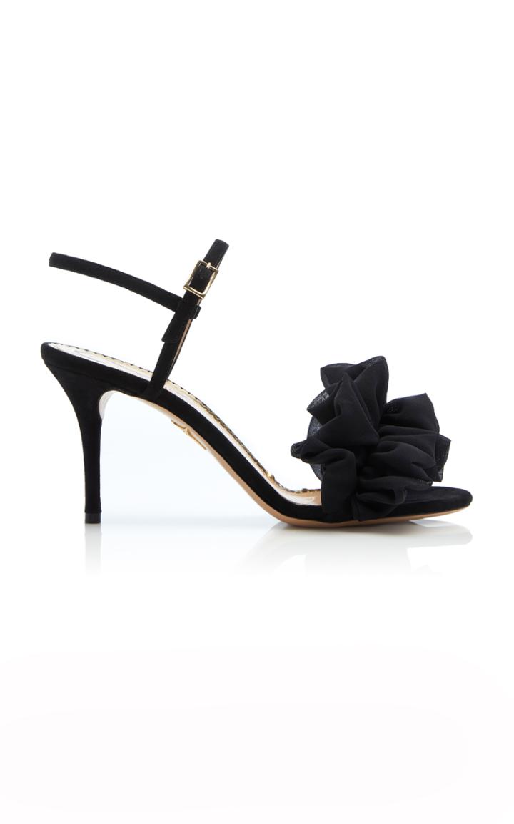 Charlotte Olympia Reia Suede Ruffle Sandal