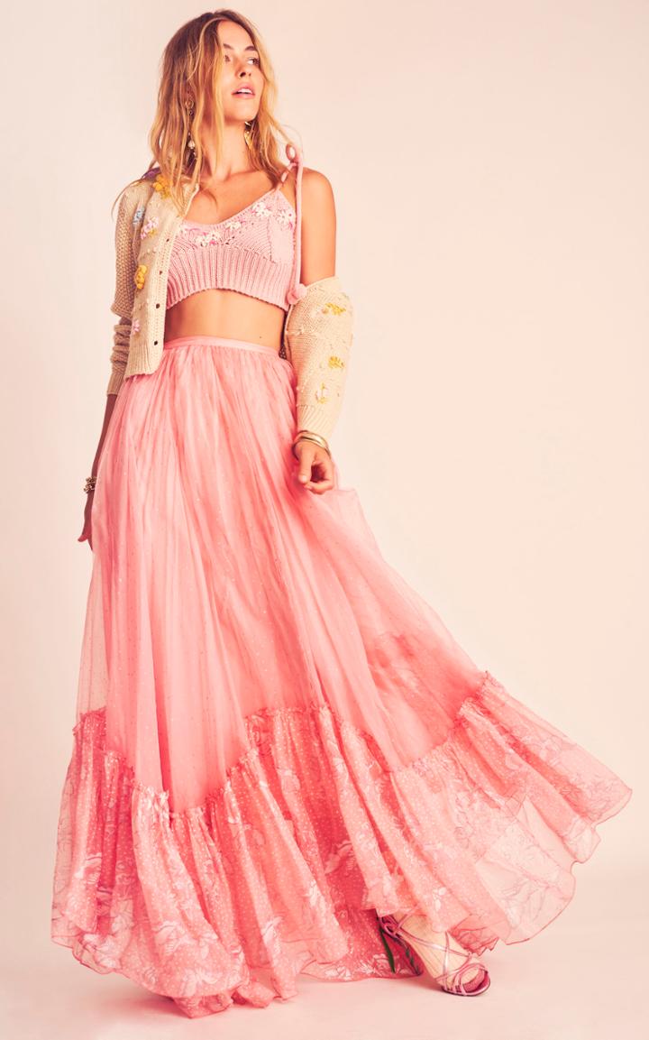 Moda Operandi Loveshackfancy Lago Floral-embroidered Knit Crop Top