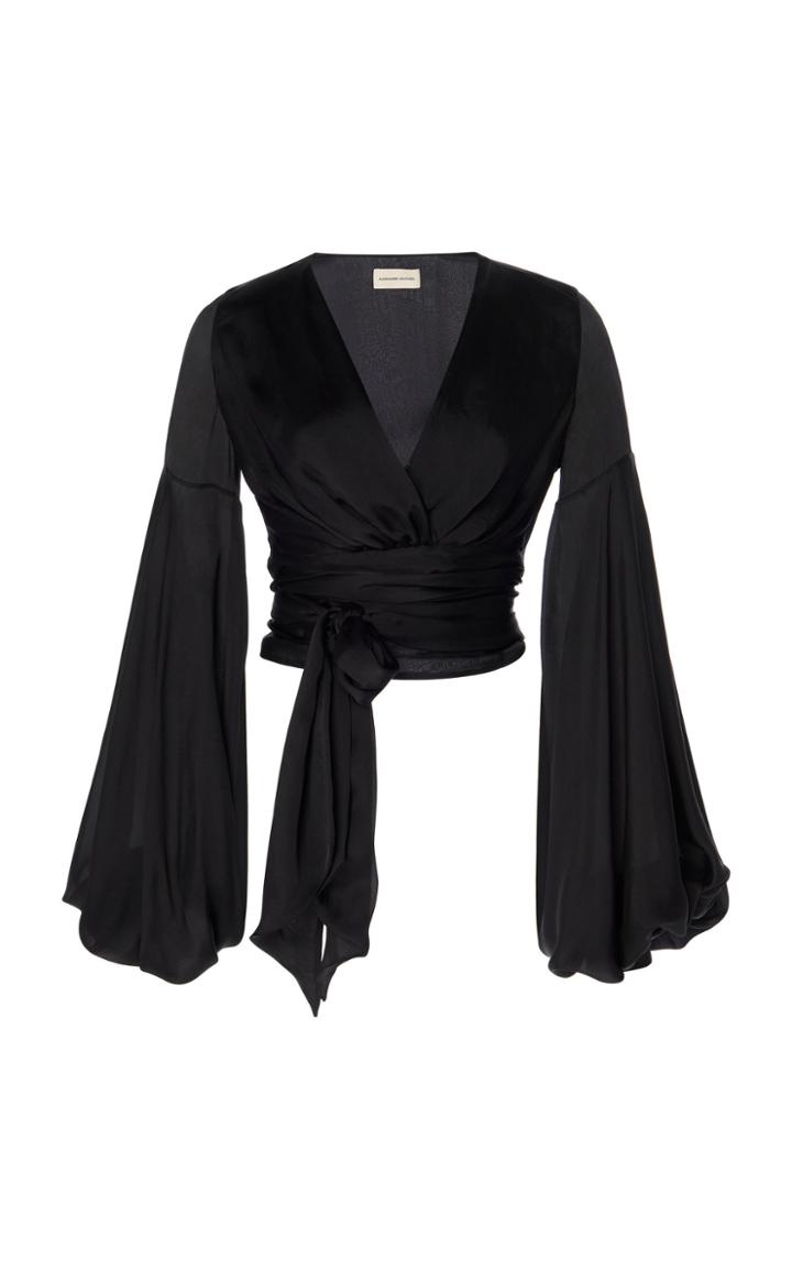 Moda Operandi Alexandre Vauthier Draped Silk Tie-front Top Size: 34