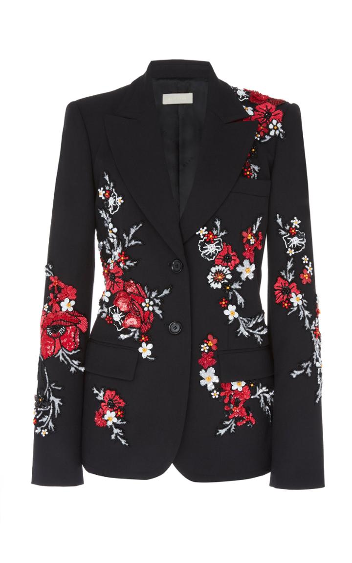 Elie Saab Embroidered Wool-blend Tuxedo Jacket