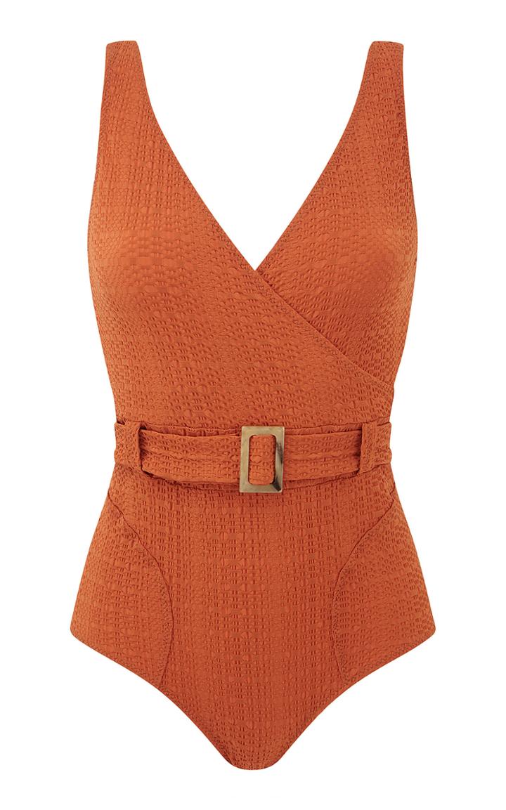Lisa Marie Fernandez Yasmin Belted Textured Swimsuit
