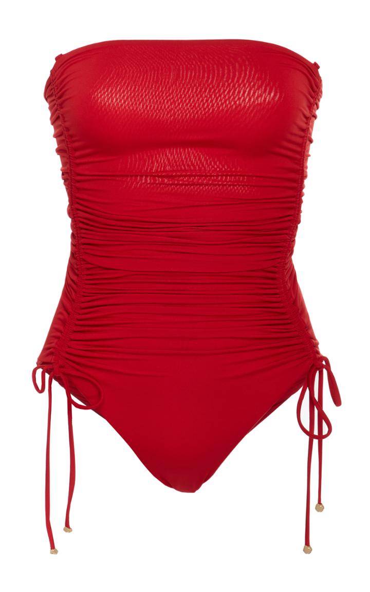 Stella Mccartney Ruched Side-tie One-piece Swimsuit