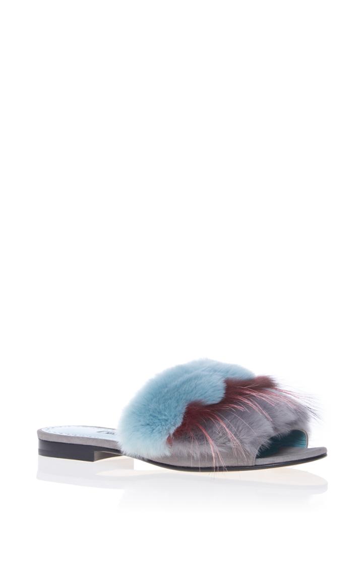 Manolo Blahnik Pelosusrafo Fur Flat