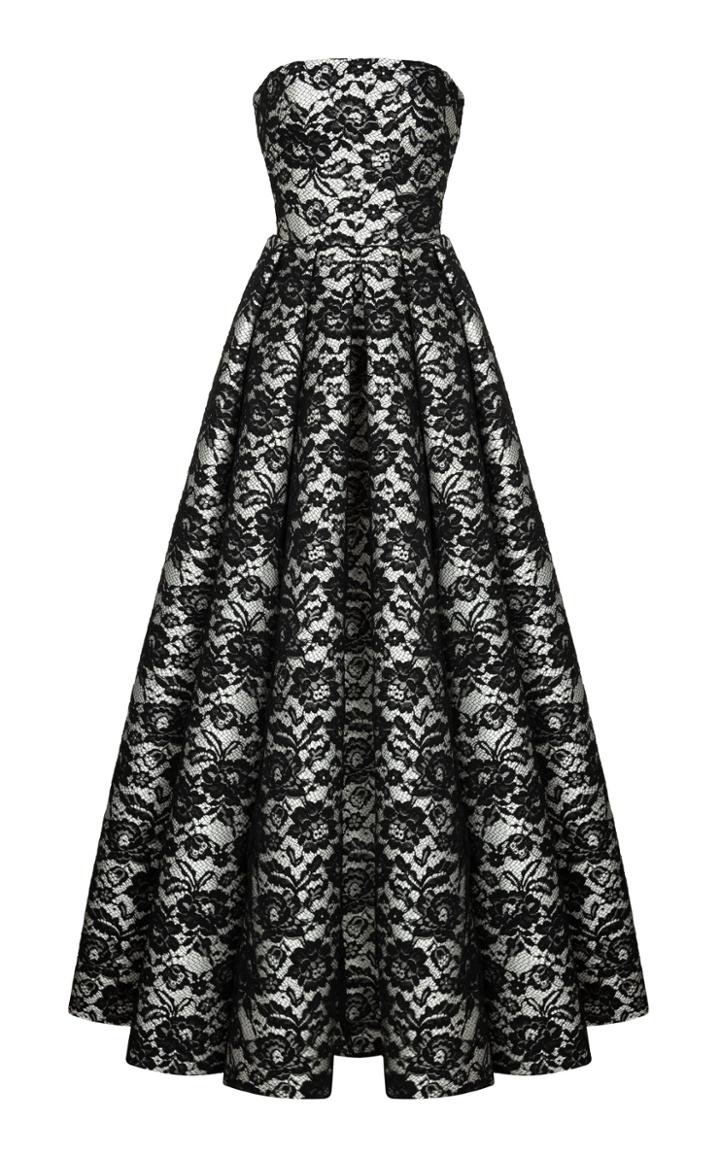 Moda Operandi Rasario Lace Strapless Gown