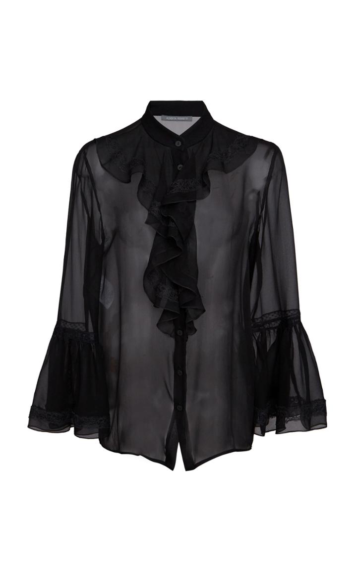 Moda Operandi Alberta Ferretti Ruffled Silk-chiffon Top