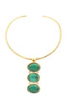 Sylvia Toledano Three Stones 22k Gold-plated Brass Malachite Necklace