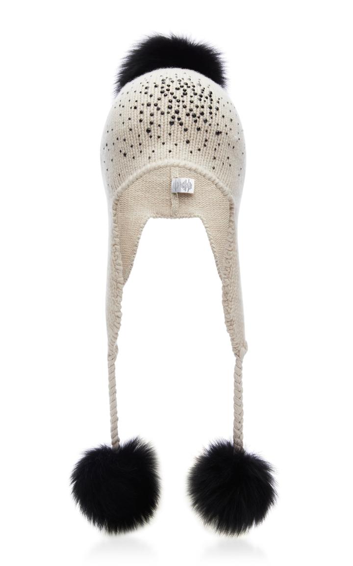 Carolyn Rowan Accessories Embellished Fur And Cashmere Ear Flap Cap