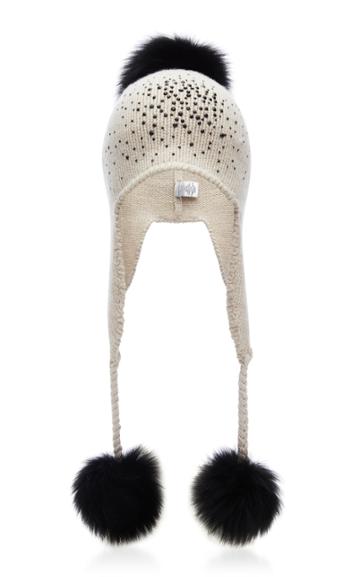 Carolyn Rowan Accessories Embellished Fur And Cashmere Ear Flap Cap