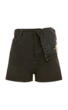 Moda Operandi Y/project Asymmetric Denim Mid-rise Shorts Size: 38