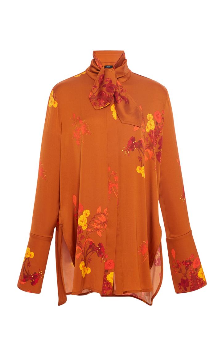 Ellery Ride Lonesome Printed Neck Tie Blouse