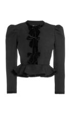 Moda Operandi Alessandra Rich Light Wool Jacket With Velvet Bows
