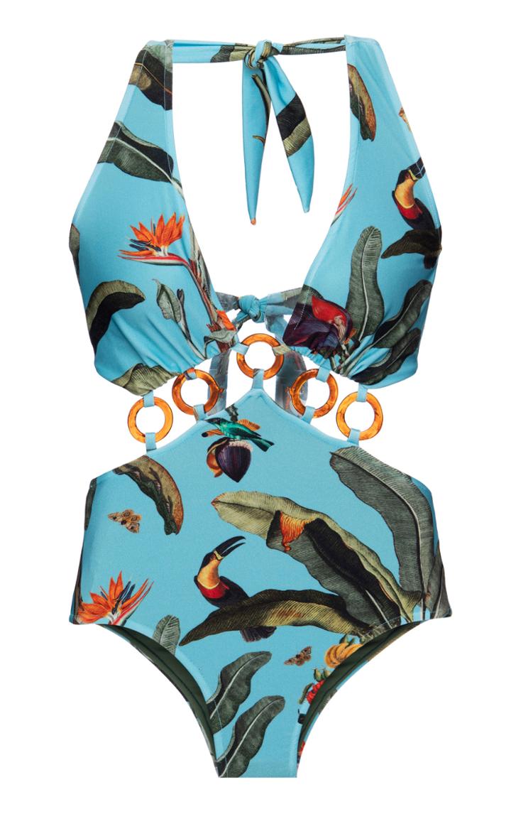 Patbo Tropical Print Halter Neck One Piece