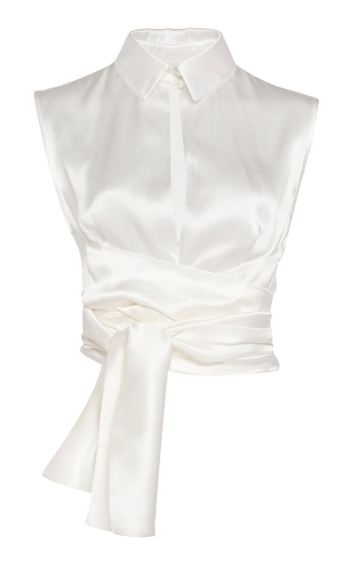 Matriel Tie-detailed Silk-satin Top