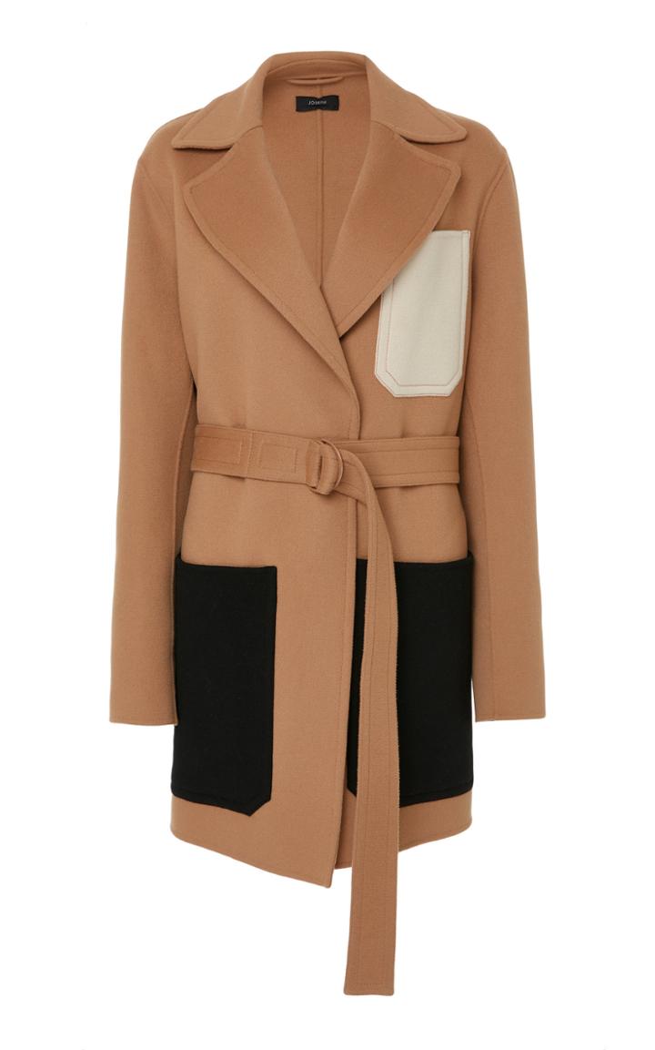 Joseph Marcus Belted Patchwork-effect Wool And Cashmere-blend Coat
