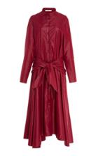 Tibi Glossy Taffeta Maxi Shirt Dress