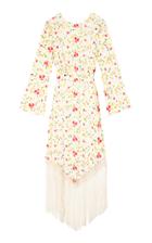 Rixo Claudia Fringed Floral-embroidered Midi Dress