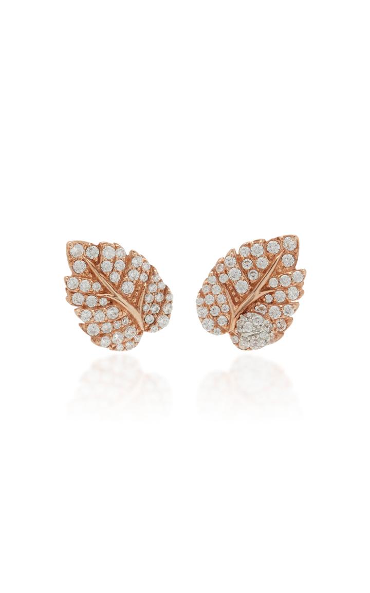 Anabela Chan Leaf 18k Gold Vermeil Diamond Earrings