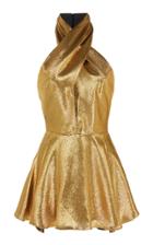 Racil Gia Draped Silk-blend Metallic Halter Top