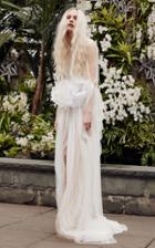 Vera Wang Tulip Gathered Tulle Gown