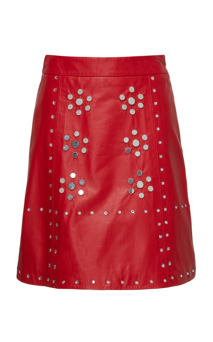 Dondup Embellished Leather Skirt
