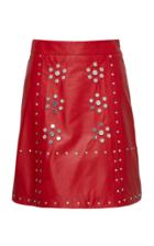 Dondup Embellished Leather Skirt