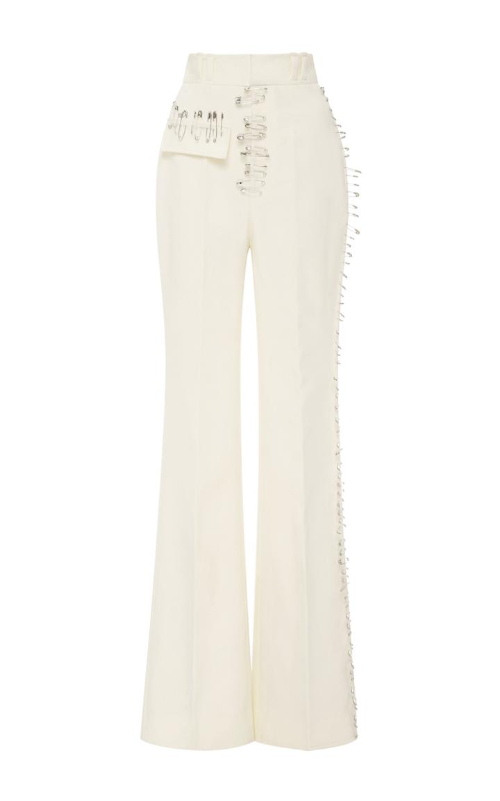 Rodarte Ivory Safety Pin Embellished Trousers