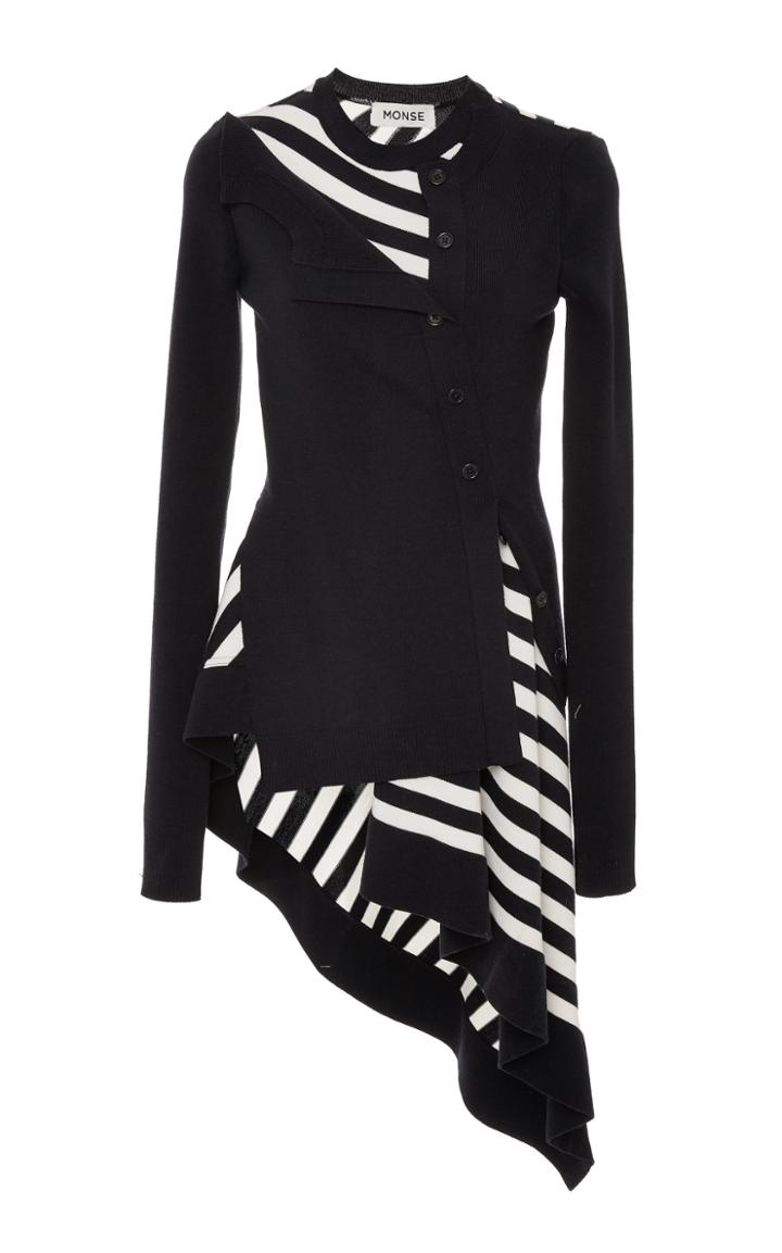 Monse Striped Twisted Cardigan With Flare