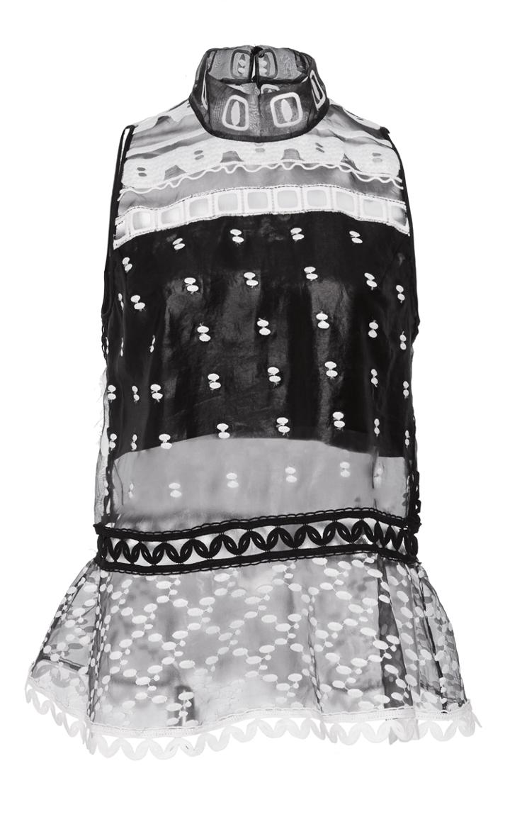Jonathan Simkhai Bubble Organza Mock Neck Top